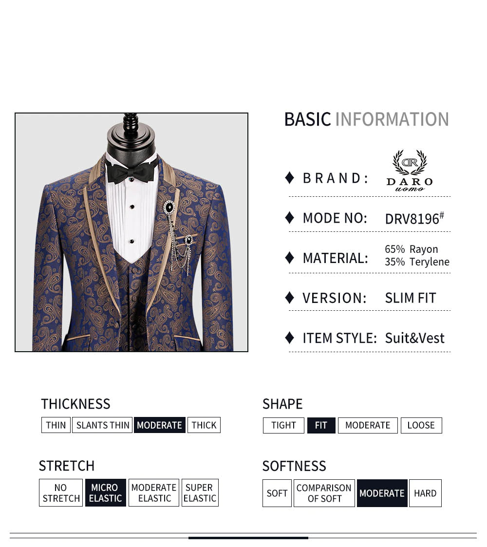 Custom Men Suit Tuxedo / New Style Blazer Pattern (3 Piece: Jacket, Vest, Pant)
