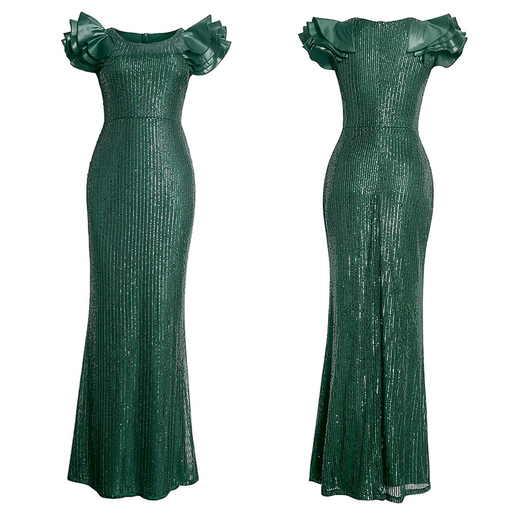 African Wedding Dresses For Women Ruffle Short Sleeve Plus Size Sequin Evening Party Long Dress Moroccan Kaftan Muslim Clothes African Wedding Dresses For Women Ruffle Short Sleeve Plus Size Sequin Evening Party Long Dress Moroccan Kaftan Muslim Clothes