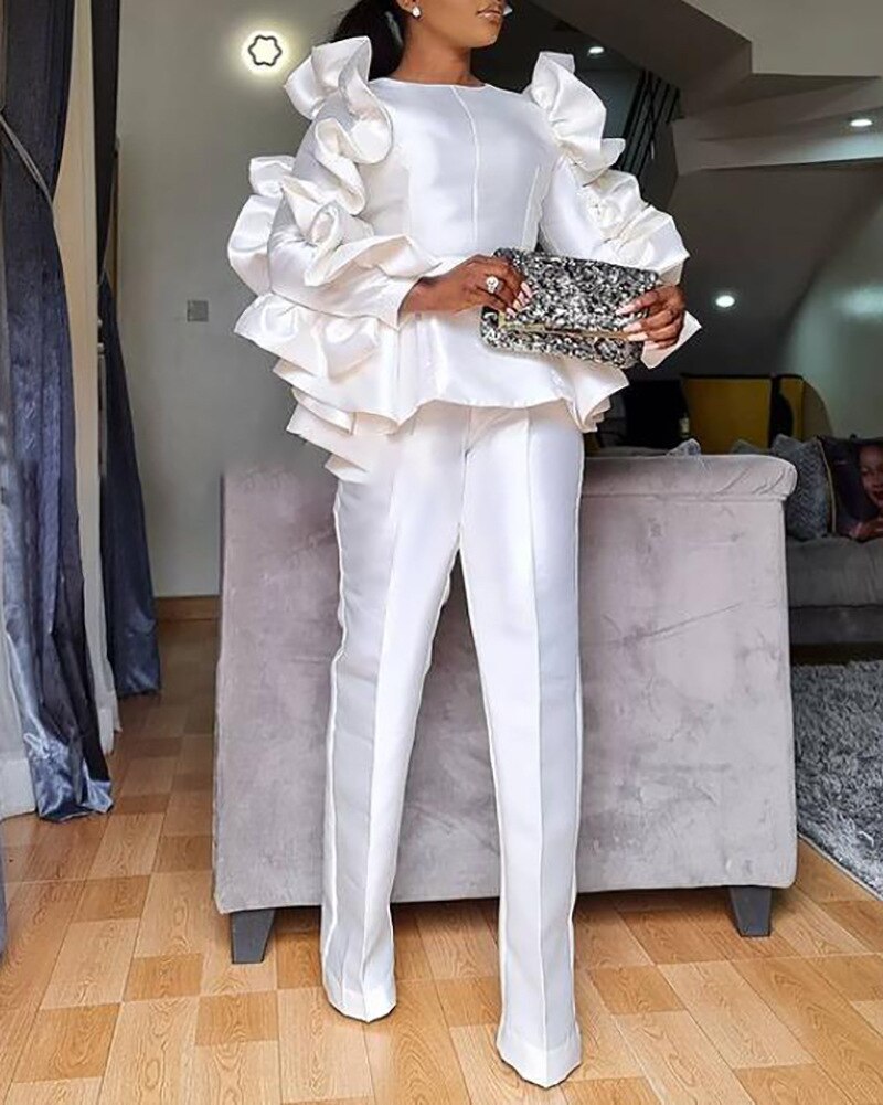 Plus Size Women African Clothes 2 Piece Set Fashion Fall Wedding Party Suits Long Sleeve Tops + Ankara Trousers Africa Outfits Plus Size Women African Clothes 2 Piece Set Fashion Fall Wedding Party Suits Long Sleeve Tops + Ankara Trousers Africa Outfits