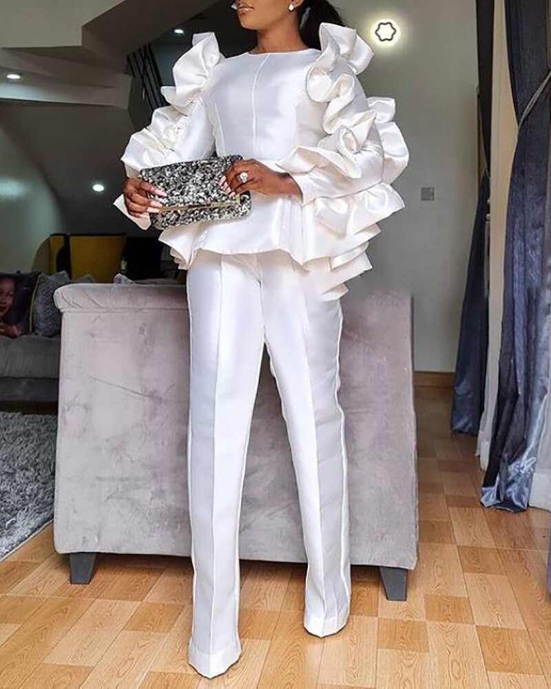 Plus Size Women African Clothes 2 Piece Set Fashion Fall Wedding Party Suits Long Sleeve Tops + Ankara Trousers Africa Outfits Plus Size Women African Clothes 2 Piece Set Fashion Fall Wedding Party Suits Long Sleeve Tops + Ankara Trousers Africa Outfits