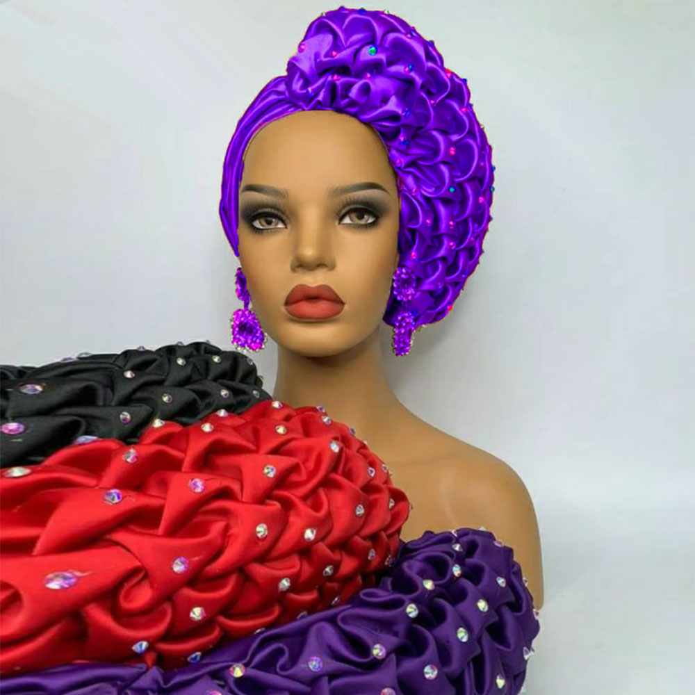African Wedding Fashion Headwrap Ready To Wear Trending Ruffles Turban Hat African Wedding Fashion Headwrap Ready To Wear Trending Ruffles Turban Hat