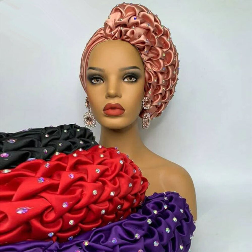 African Wedding Fashion Headwrap Ready To Wear Trending Ruffles Turban Hat