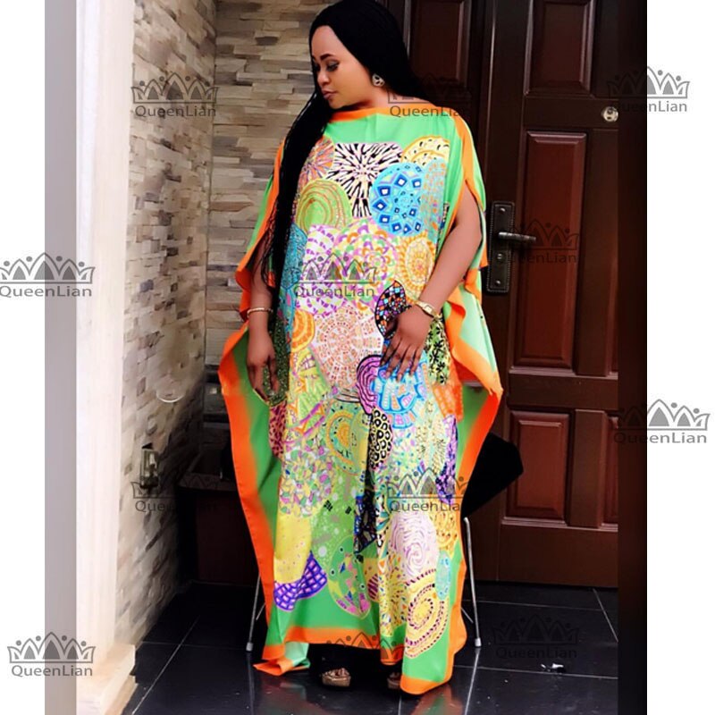 2 Colors Fashion 100% silk Traditional Print African Dress Length 130cm Width :130cm Long Dress For Lady 2 Colors Fashion 100% silk Traditional Print African Dress Length 130cm Width :130cm Long Dress For Lady