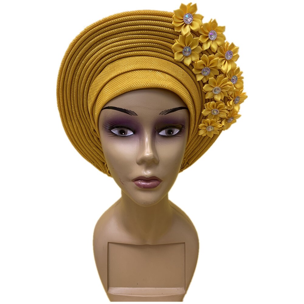 Gold Headtie Gele Nigerian African Hat Aso Oke Auto Gele Headtie Already Made beaded Turban Cap 1Set XM1215-2 Gold Headtie Gele Nigerian African Hat Aso Oke Auto Gele Headtie Already Made beaded Turban Cap 1Set XM1215-2