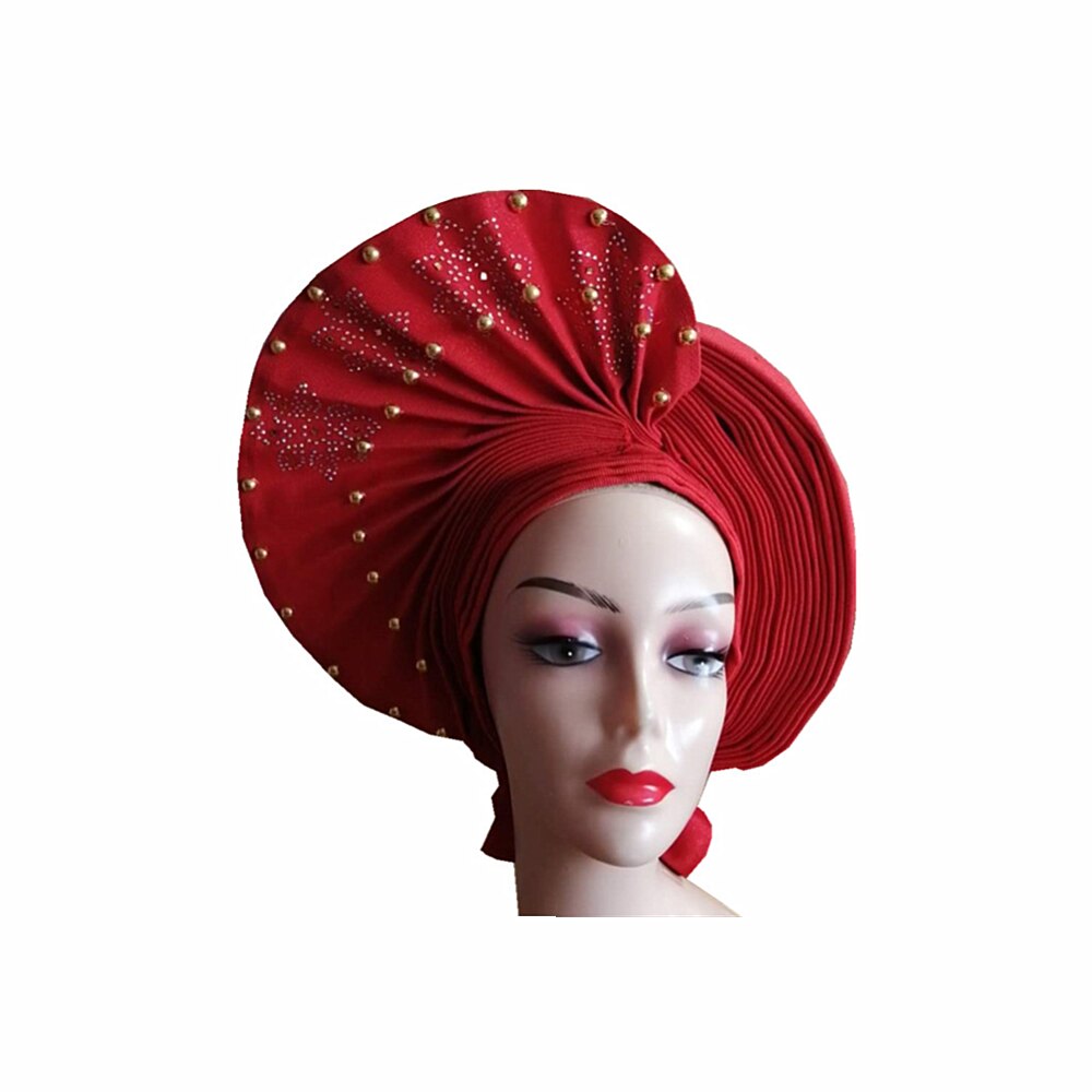 Fashion Blue Nigerian Turban Gele Headtie Aso Oke Gele Already Made Auto Gele Headtie African Turban Cap with Beads Z1030-2 Fashion Blue Nigerian Turban Gele Headtie Aso Oke Gele Already Made Auto Gele Headtie African Turban Cap with Beads Z1030-2