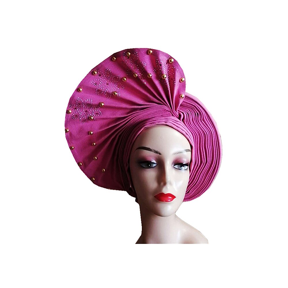 Fashion Blue Nigerian Turban Gele Headtie Aso Oke Gele Already Made Auto Gele Headtie African Turban Cap with Beads Z1030-2 Fashion Blue Nigerian Turban Gele Headtie Aso Oke Gele Already Made Auto Gele Headtie African Turban Cap with Beads Z1030-2