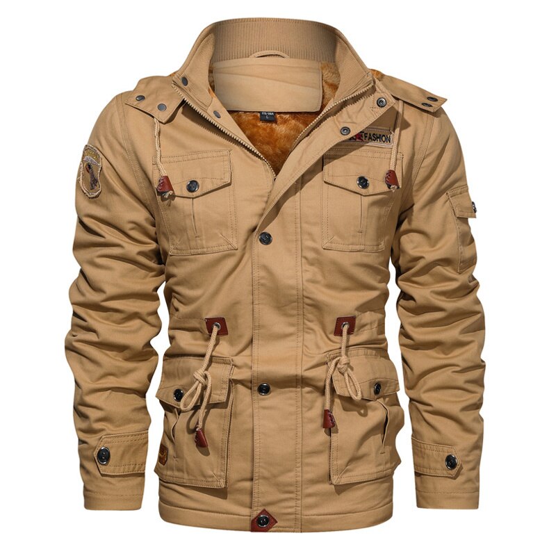 CHAIFENKO Men Hooded Fleece Casual Military Jacket Men New Winter Windbreaker Pilot Coat Men Fashion Windproof Cargo Mens Jacket CHAIFENKO Men Hooded Fleece Casual Military Jacket Men New Winter Windbreaker Pilot Coat Men Fashion Windproof Cargo Mens Jacket