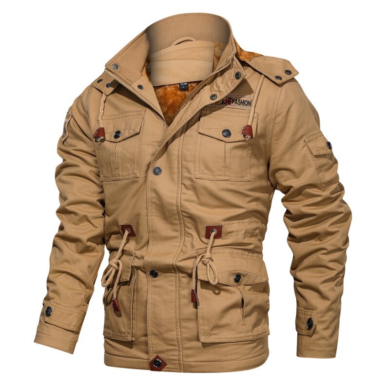 CHAIFENKO Men Hooded Fleece Casual Military Jacket Men New Winter Windbreaker Pilot Coat Men Fashion Windproof Cargo Mens Jacket CHAIFENKO Men Hooded Fleece Casual Military Jacket Men New Winter Windbreaker Pilot Coat Men Fashion Windproof Cargo Mens Jacket