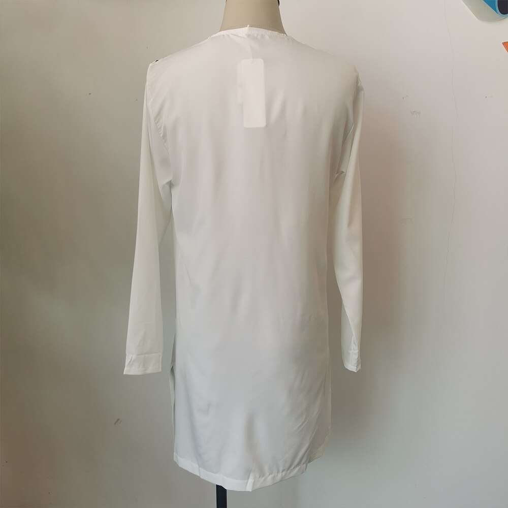 Long Sleeve Shirts Print Gray T-shirt African Chilaba