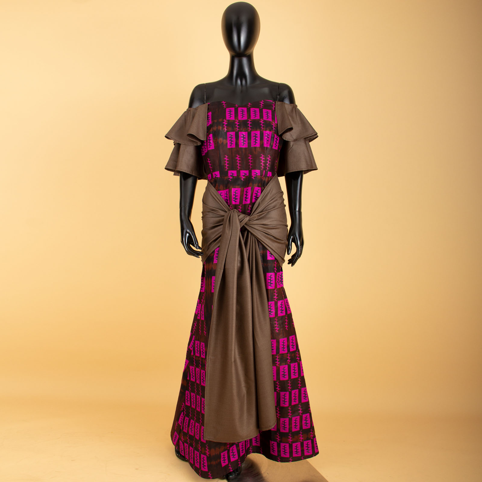 African Dresses for Women Strapless Off Shoulder High Waist Maxi Dress Print Attire Dashiki Outfits Elegant Fashion A2225003