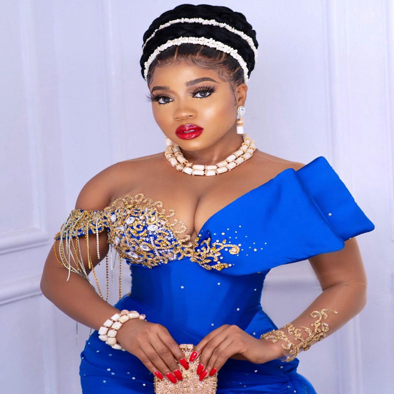 Royal Blue African Mermaid Prom Dresses For Black Girls Major Beadings Evening Dress Tasseles One Shouder Gowns robe de soir&eacute;e