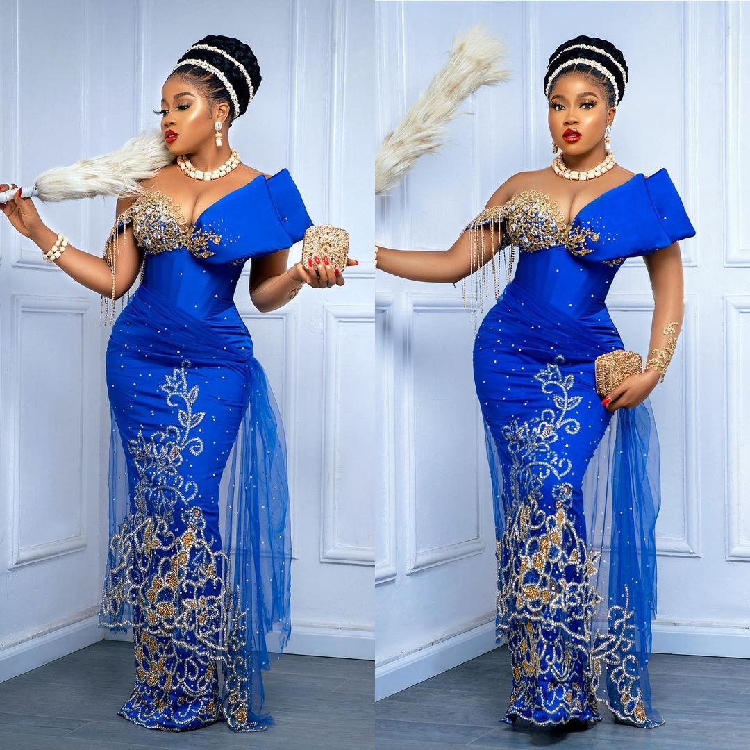 Royal Blue African Mermaid Prom Dresses For Black Girls Major Beadings Evening Dress Tasseles One Shouder Gowns robe de soirée Royal Blue African Mermaid Prom Dresses For Black Girls Major Beadings Evening Dress Tasseles One Shouder Gowns robe de soirée