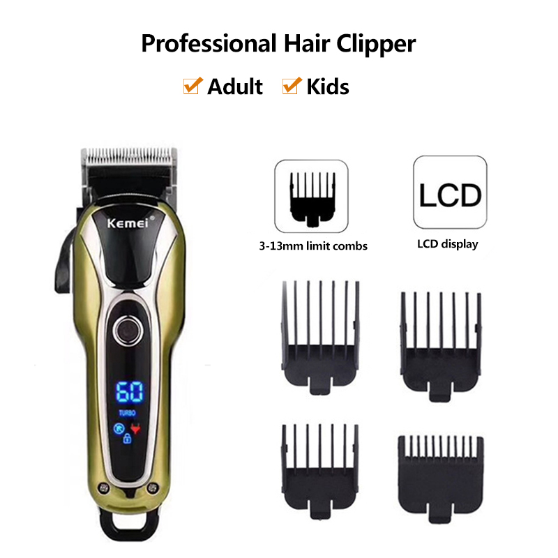 Professional Barber Hair Clipper Rechargeable (Finish Cutting Machine, Beard Trimmer Shaver Cordless)