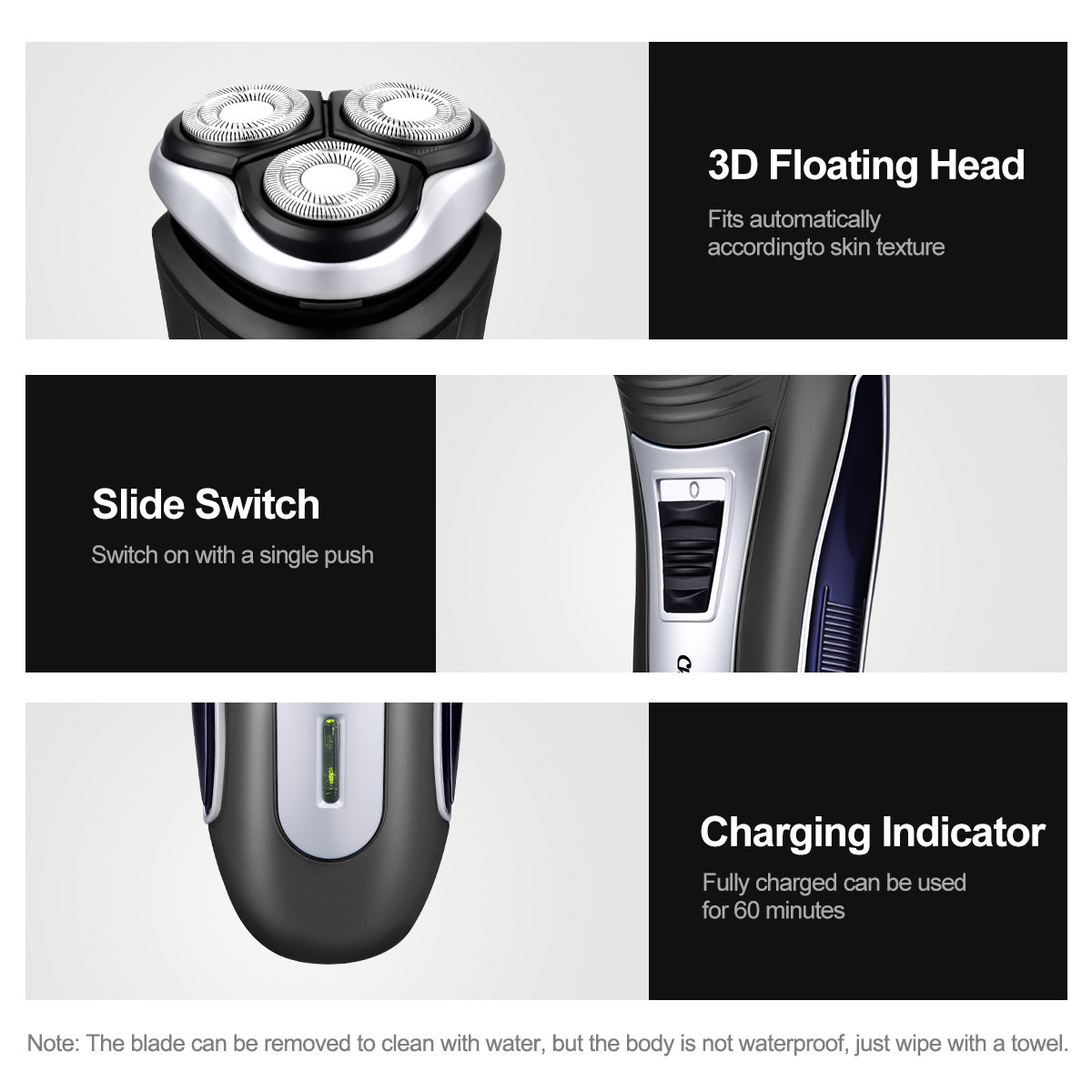 CkeyiN Electric Shaver Professional Razor Cordless Beard Trimmer Moustache Clipper Rechargeable Barber Shaving Machine Blade