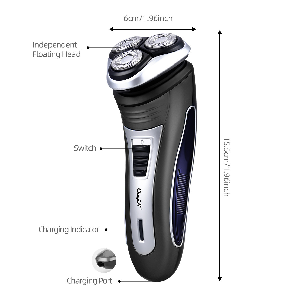 CkeyiN Electric Shaver Professional Razor Cordless Beard Trimmer Moustache Clipper Rechargeable Barber Shaving Machine Blade