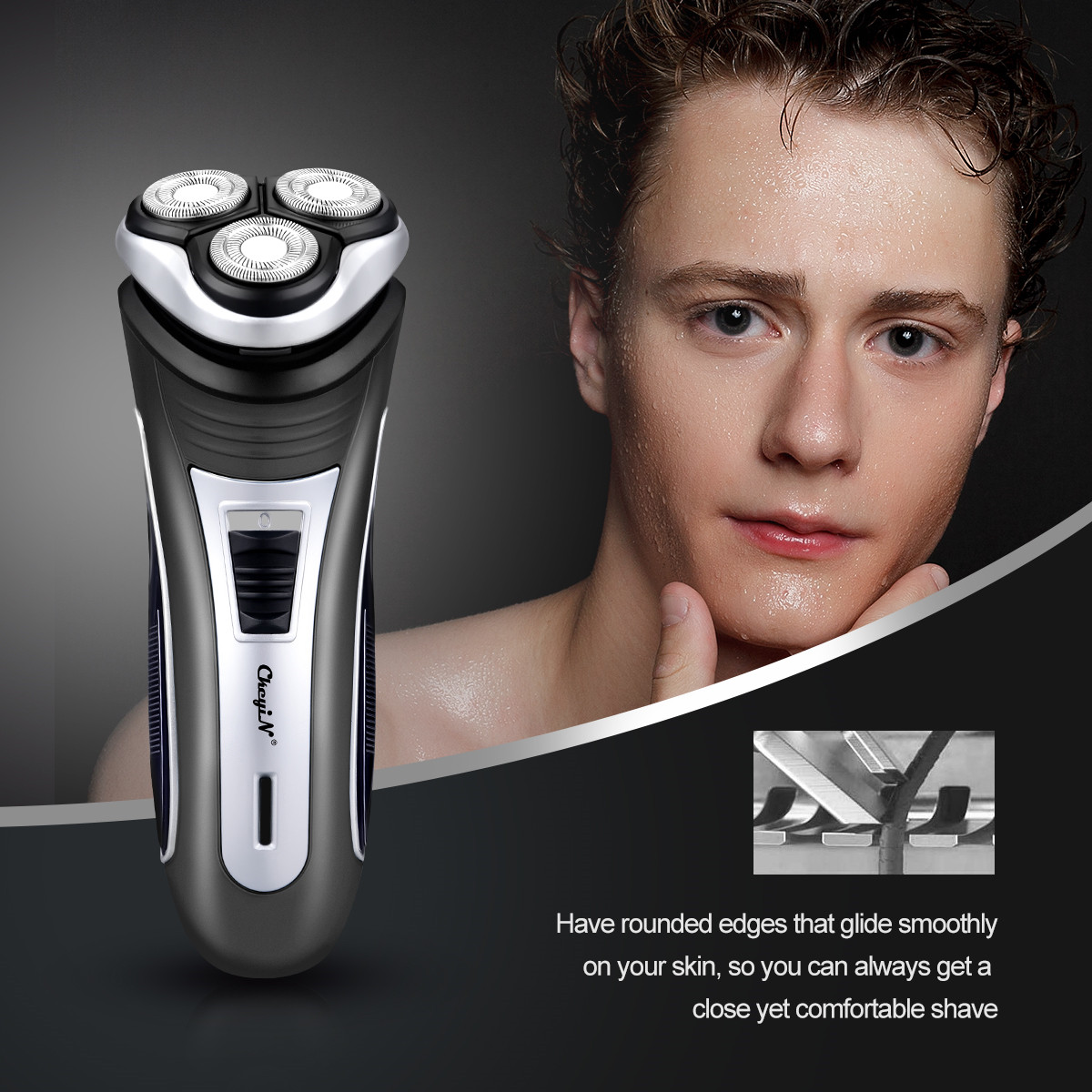 CkeyiN Electric Shaver Professional Razor Cordless Beard Trimmer Moustache Clipper Rechargeable Barber Shaving Machine Blade