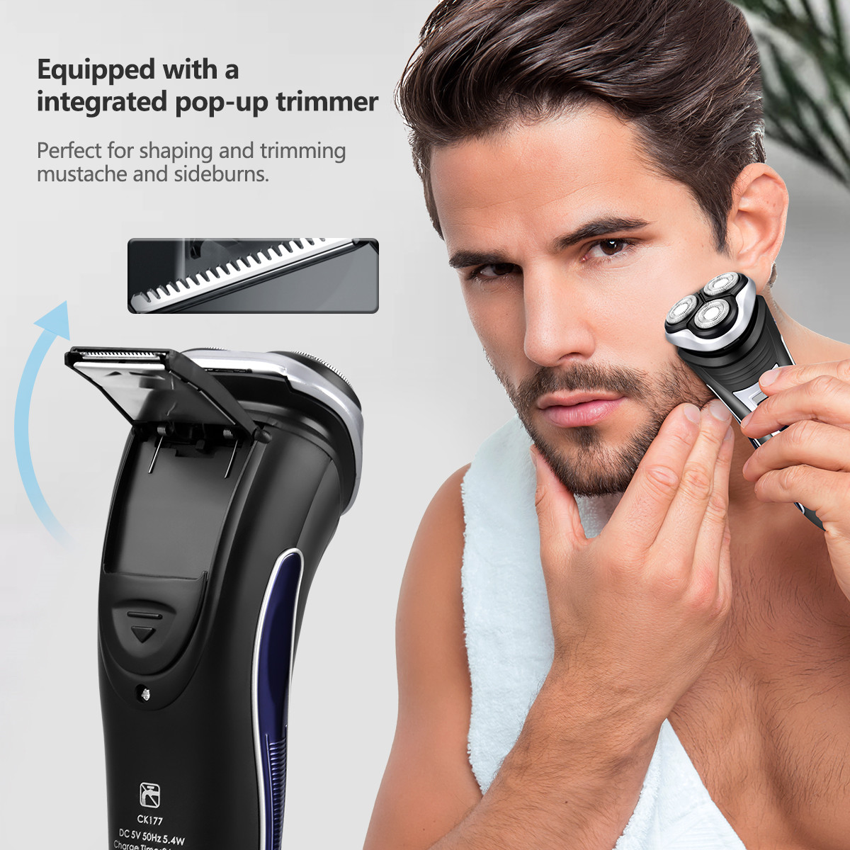CkeyiN Electric Shaver Professional Razor Cordless Beard Trimmer Moustache Clipper Rechargeable Barber Shaving Machine Blade