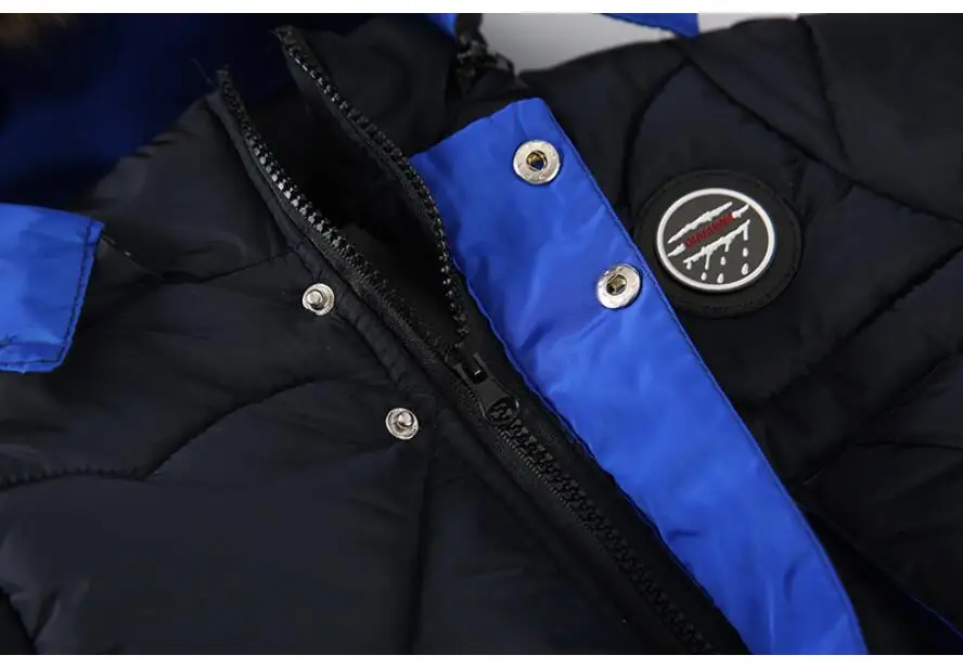 Outdoor Jacket For Boys Winter Hooded Zipper Outerwear Casual Baby Boys Velvet Thick Warm Coats Kids Clothing Fur Collar Parka