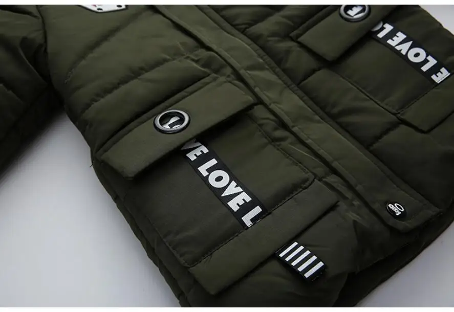 Outdoor Jacket For Boys Winter Hooded Zipper Outerwear Casual Baby Boys Velvet Thick Warm Coats Kids Clothing Fur Collar Parka