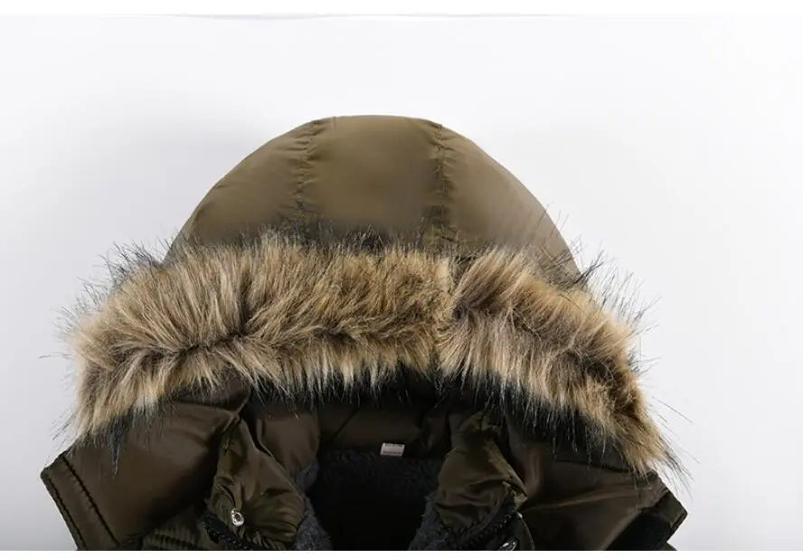Outdoor Jacket For Boys Winter Hooded Zipper Outerwear Casual Baby Boys Velvet Thick Warm Coats Kids Clothing Fur Collar Parka