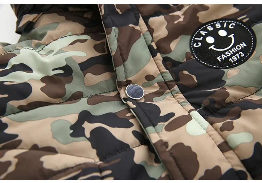 Outdoor Jacket For Boys Winter Hooded Zipper Outerwear Casual Baby Boys Velvet Thick Warm Coats Kids Clothing Fur Collar Parka