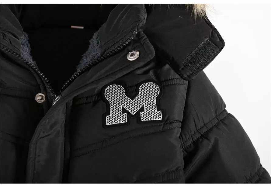 Outdoor Jacket For Boys Winter Hooded Zipper Outerwear Casual Baby Boys Velvet Thick Warm Coats Kids Clothing Fur Collar Parka