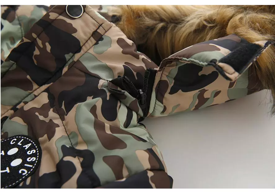 Outdoor Jacket For Boys Winter Hooded Zipper Outerwear Casual Baby Boys Velvet Thick Warm Coats Kids Clothing Fur Collar Parka