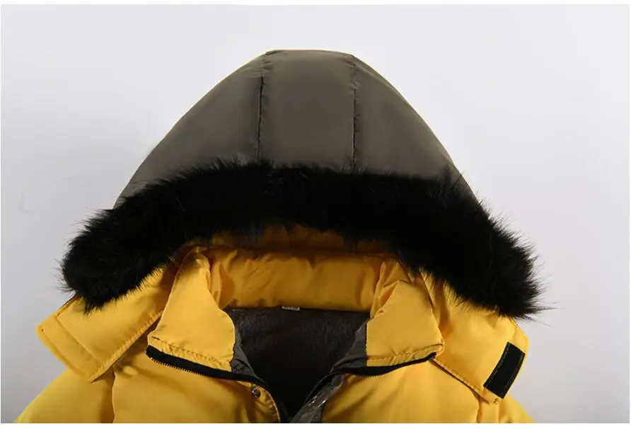 Outdoor Jacket For Boys Winter Hooded Zipper Outerwear Casual Baby Boys Velvet Thick Warm Coats Kids Clothing Fur Collar Parka