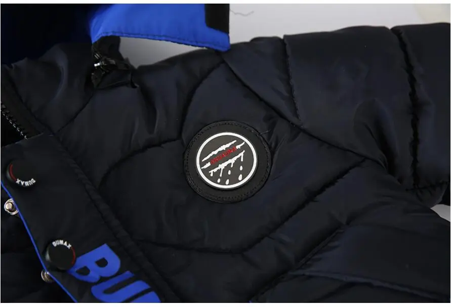 Outdoor Jacket For Boys Winter Hooded Zipper Outerwear Casual Baby Boys Velvet Thick Warm Coats Kids Clothing Fur Collar Parka