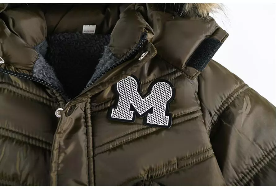 Outdoor Jacket For Boys Winter Hooded Zipper Outerwear Casual Baby Boys Velvet Thick Warm Coats Kids Clothing Fur Collar Parka