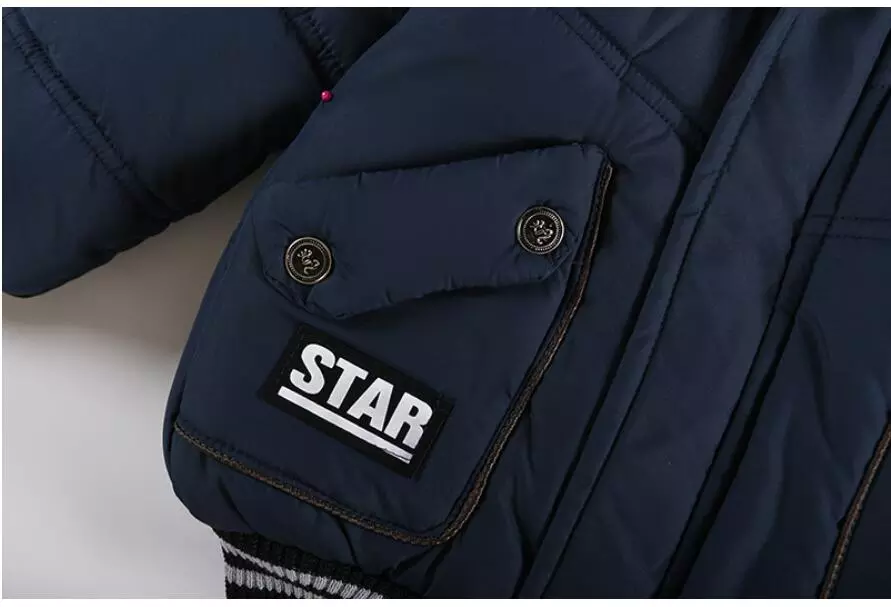 Outdoor Jacket For Boys Winter Hooded Zipper Outerwear Casual Baby Boys Velvet Thick Warm Coats Kids Clothing Fur Collar Parka