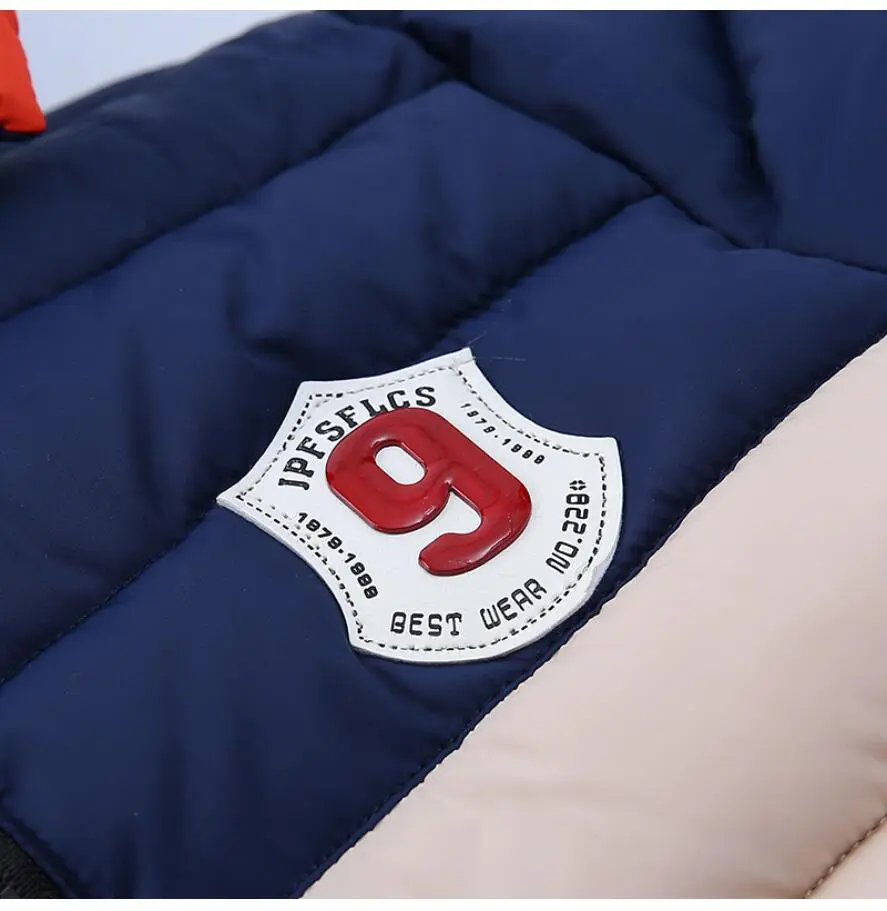 Outdoor Jacket For Boys Winter Hooded Zipper Outerwear Casual Baby Boys Velvet Thick Warm Coats Kids Clothing Fur Collar Parka