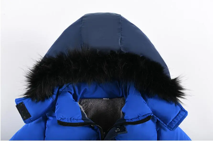 Outdoor Jacket For Boys Winter Hooded Zipper Outerwear Casual Baby Boys Velvet Thick Warm Coats Kids Clothing Fur Collar Parka