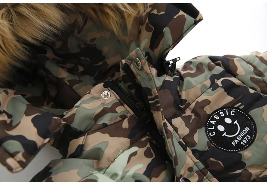 Outdoor Jacket For Boys Winter Hooded Zipper Outerwear Casual Baby Boys Velvet Thick Warm Coats Kids Clothing Fur Collar Parka