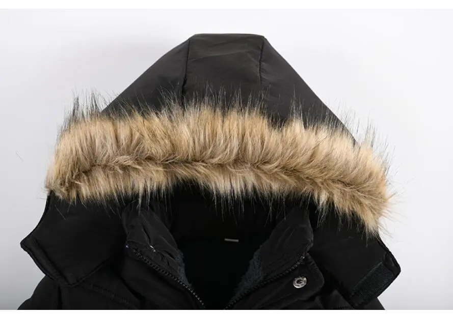 Outdoor Jacket For Boys Winter Hooded Zipper Outerwear Casual Baby Boys Velvet Thick Warm Coats Kids Clothing Fur Collar Parka