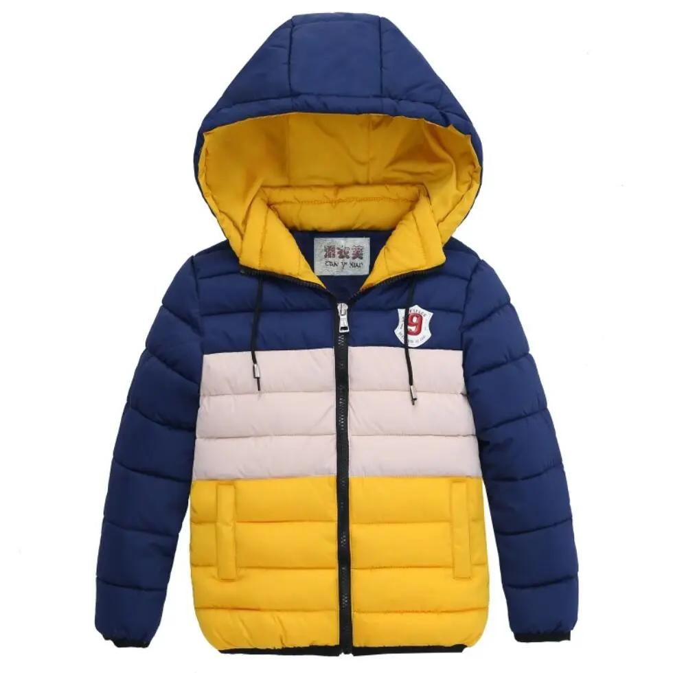 Outdoor Jacket For Boys Winter Hooded Zipper Outerwear Casual Baby Boys Velvet Thick Warm Coats Kids Clothing Fur Collar Parka