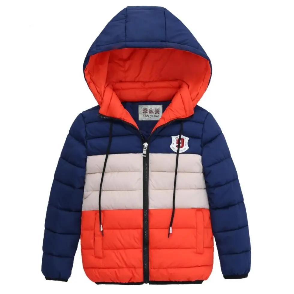 Outdoor Jacket For Boys Winter Hooded Zipper Outerwear Casual Baby Boys Velvet Thick Warm Coats Kids Clothing Fur Collar Parka