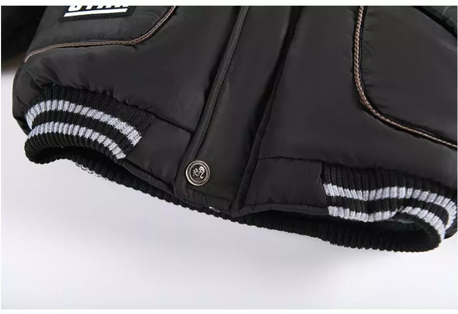 Outdoor Jacket For Boys Winter Hooded Zipper Outerwear Casual Baby Boys Velvet Thick Warm Coats Kids Clothing Fur Collar Parka