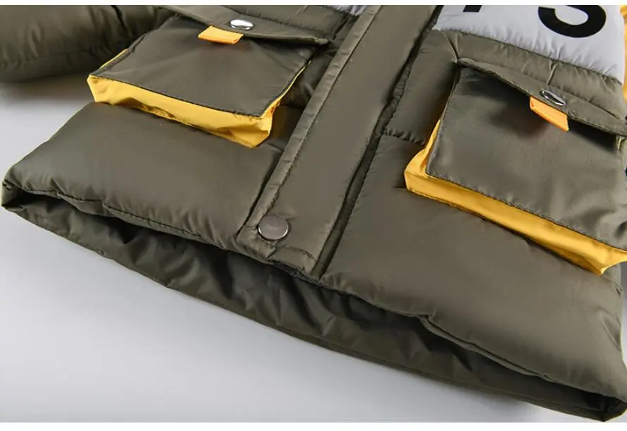 Outdoor Jacket For Boys Winter Hooded Zipper Outerwear Casual Baby Boys Velvet Thick Warm Coats Kids Clothing Fur Collar Parka